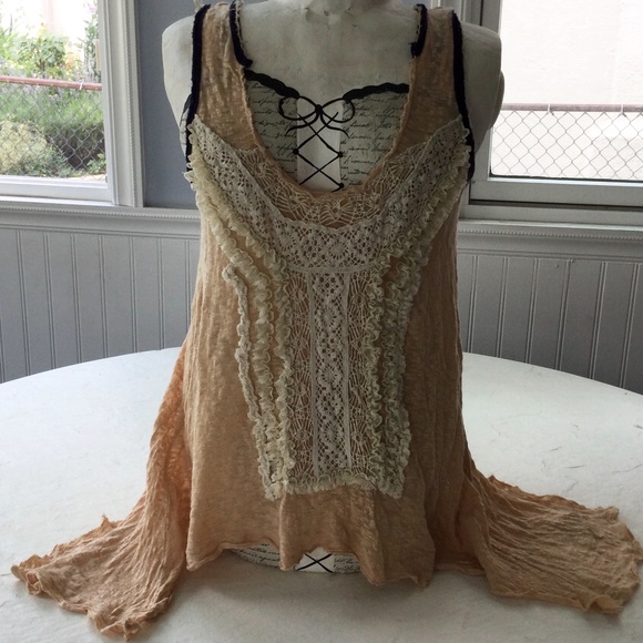 Free People Tops - Free People Asymmetrical Gauzy Lace Top